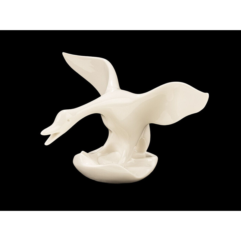 Vintage porcelain goose figure by Peter Müller for Sgrafo Modern, Germany 1950