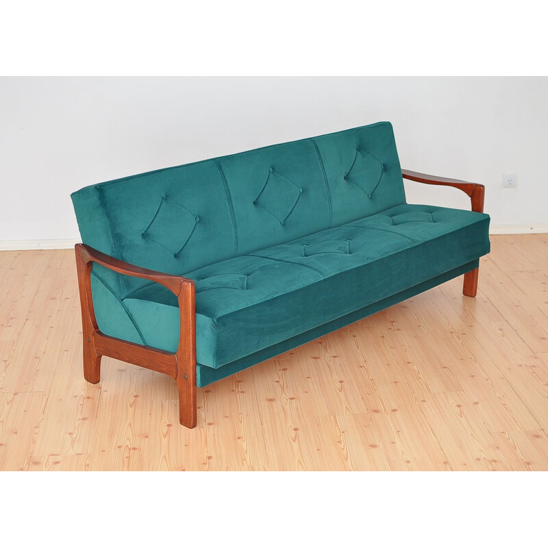 Vintage velvet sofa bed, 1960