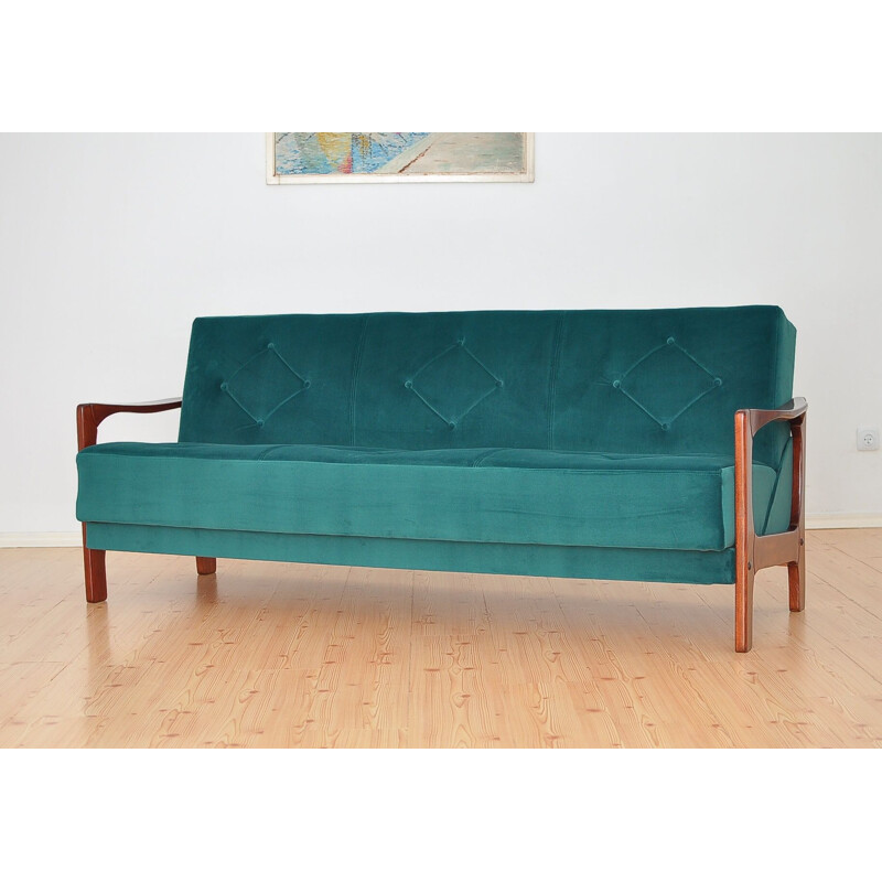 Vintage velvet sofa bed, 1960