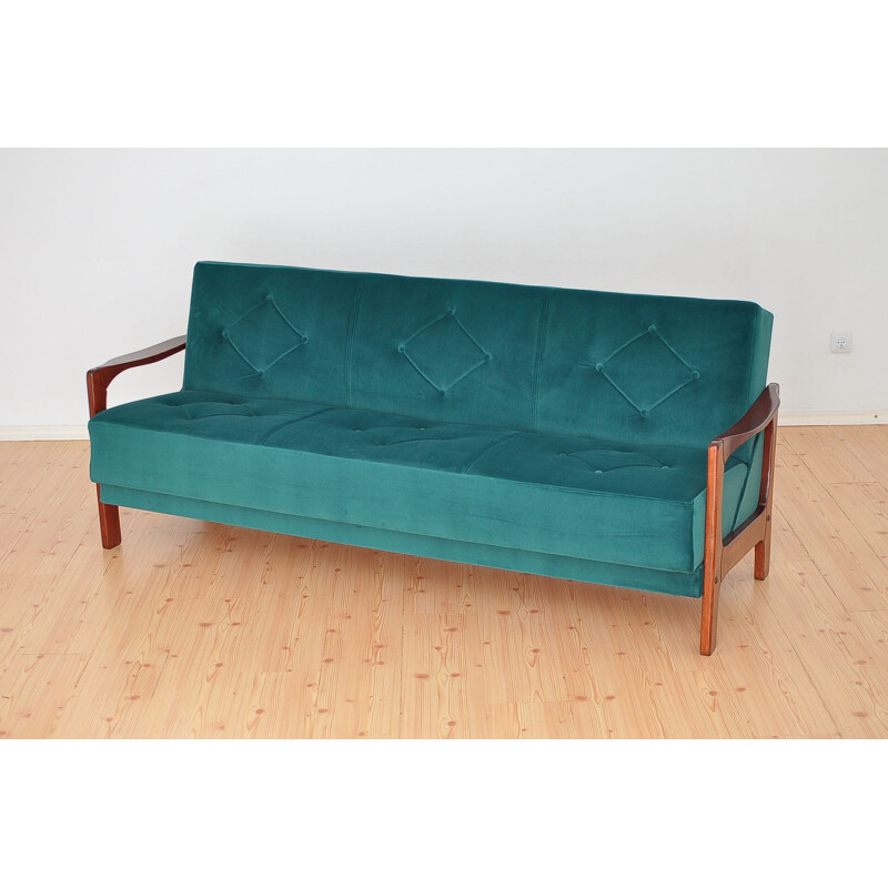 Vintage velvet sofa bed, 1960