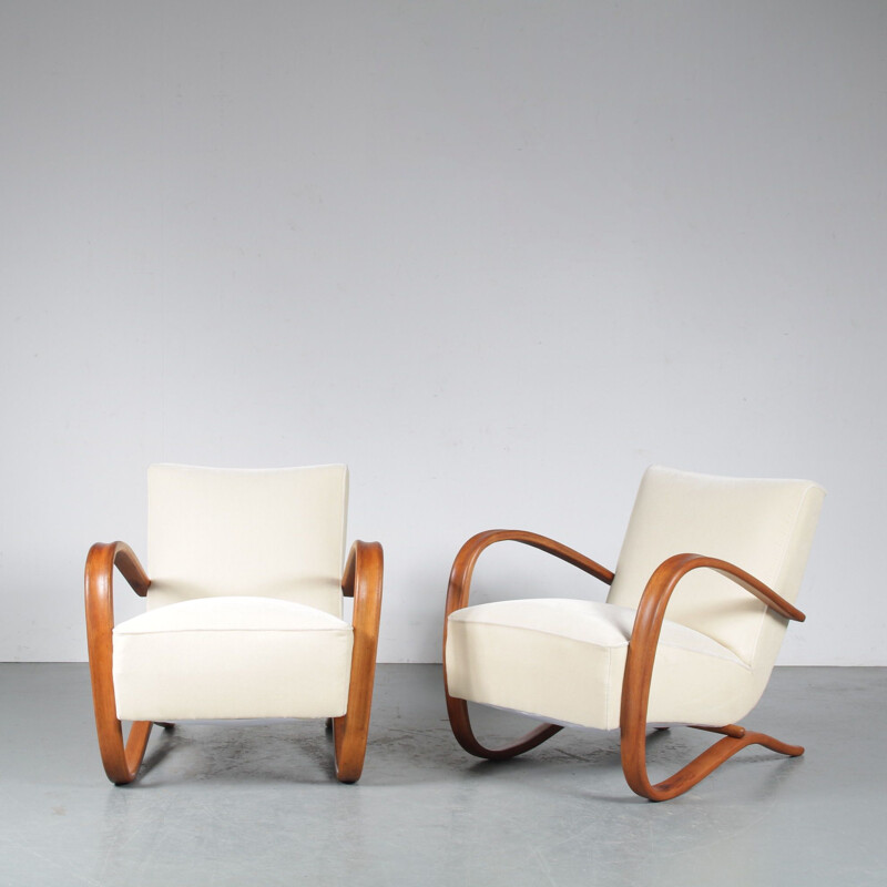 Pair of vintage armchairs by Jindrich Halabala for Up Zavody, Czech Republic 1930