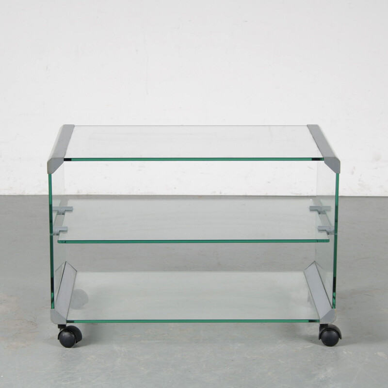 Glass vintage trolley by Gallotti & Radice, Italy 1970s