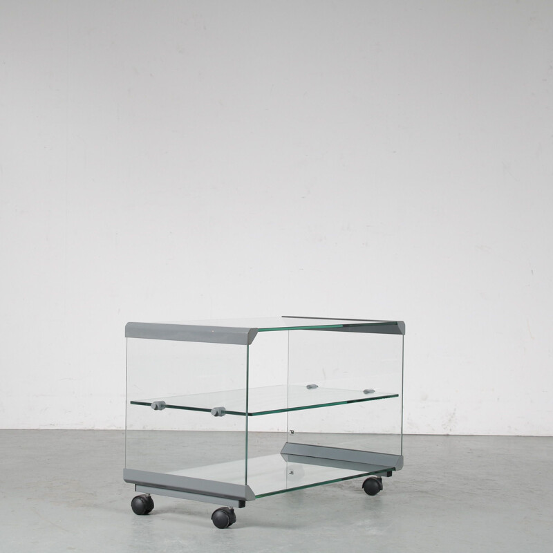 Glass vintage trolley by Gallotti & Radice, Italy 1970s