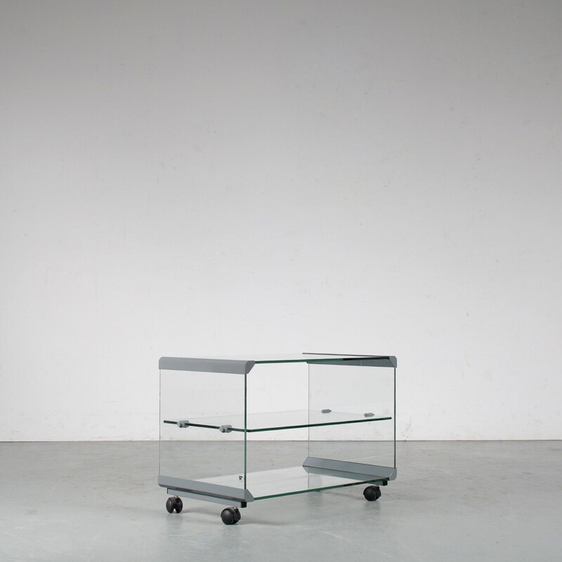 Glass vintage trolley by Gallotti & Radice, Italy 1970s