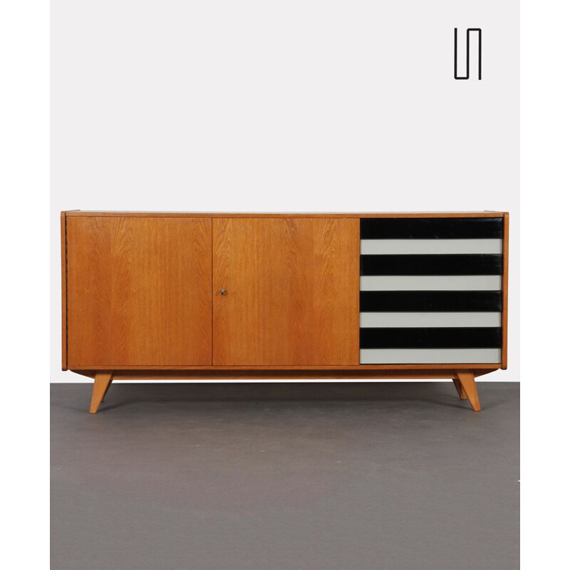 Vintage oakwood sideboard model U-460 by Jiri Jiroutek for Interier Praha, 1960s