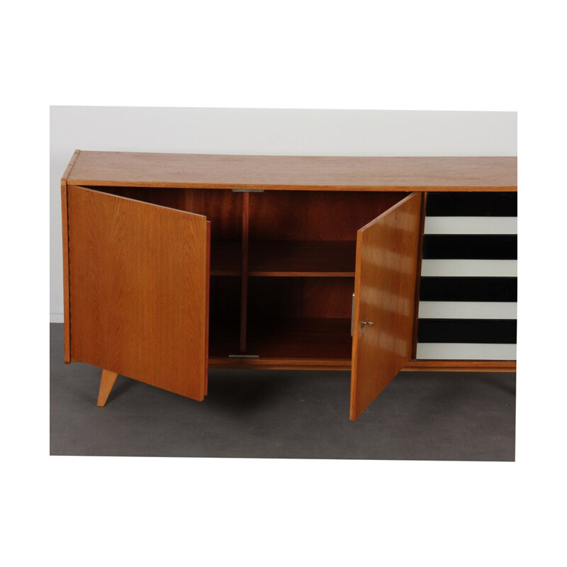 Vintage oakwood sideboard model U-460 by Jiri Jiroutek for Interier Praha, 1960s