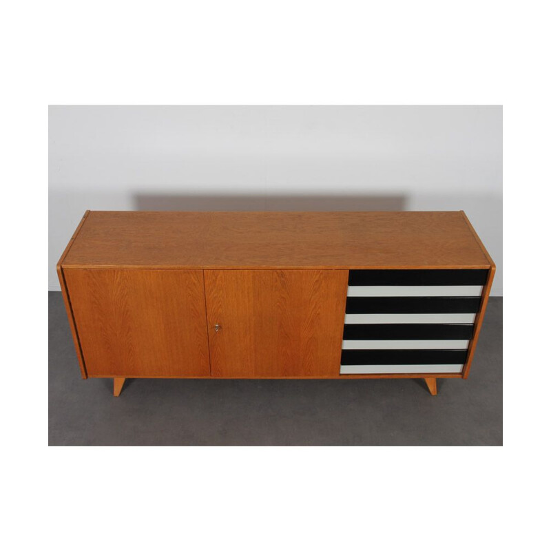 Vintage oakwood sideboard model U-460 by Jiri Jiroutek for Interier Praha, 1960s