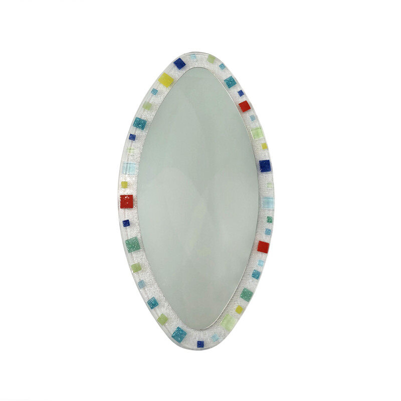Ovaler Vintage-Spiegel aus italienischem Muranoglas von Barovier