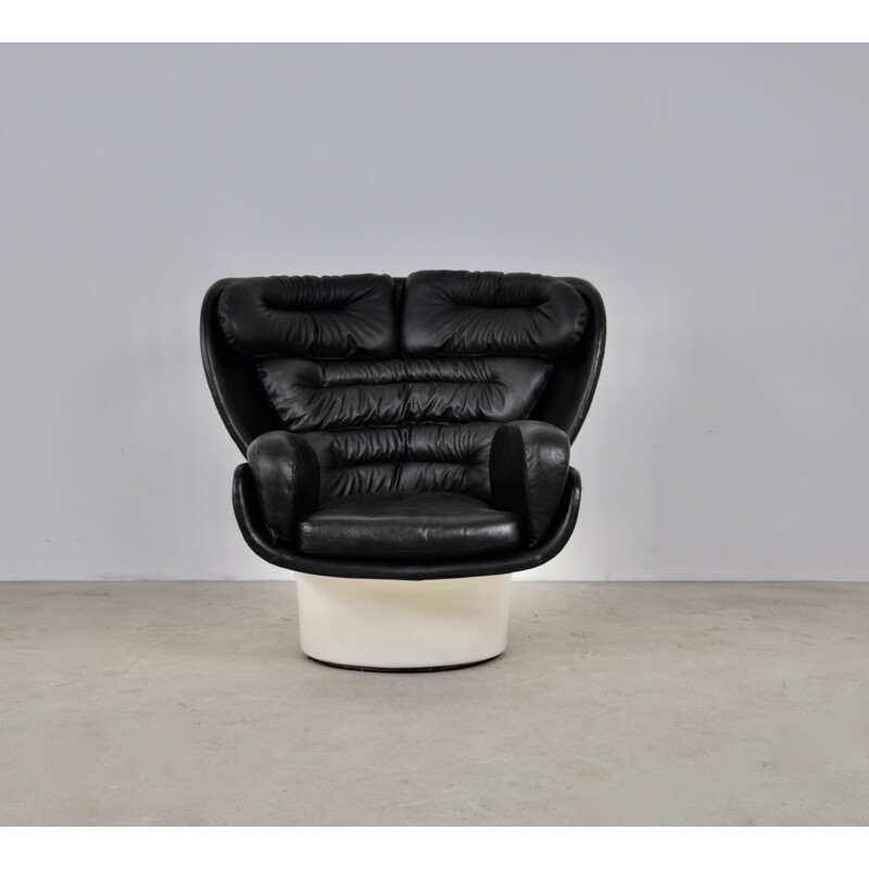 Vintage leather armchair by Joe Colombo for Comfort, Italy 1960s