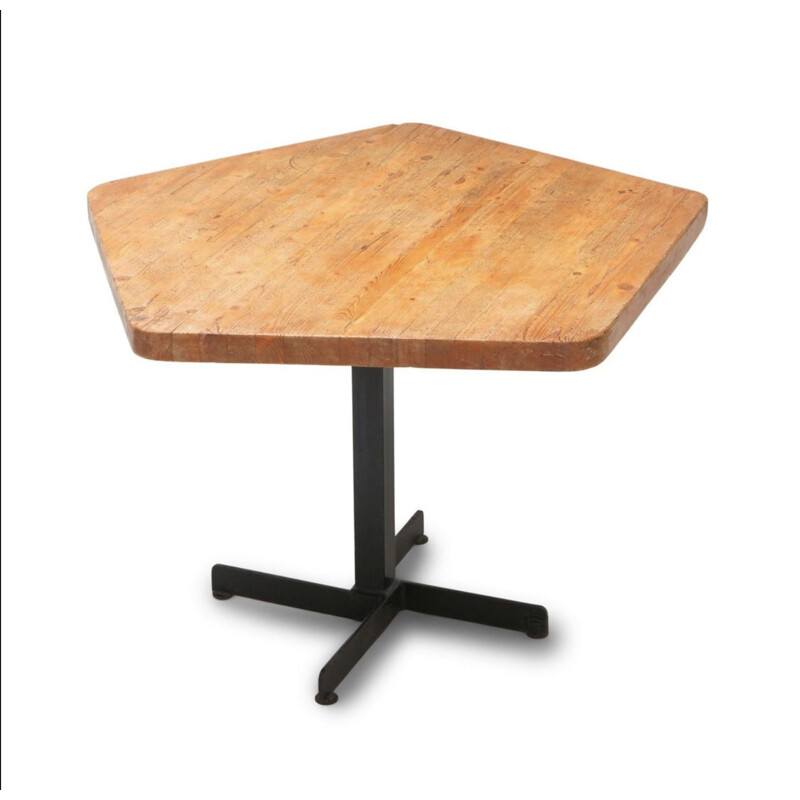 Vintage zeshoekige grenen tafel, geselecteerd door Charlotte Perriand voor Les Arcs, Frankrijk, 1969