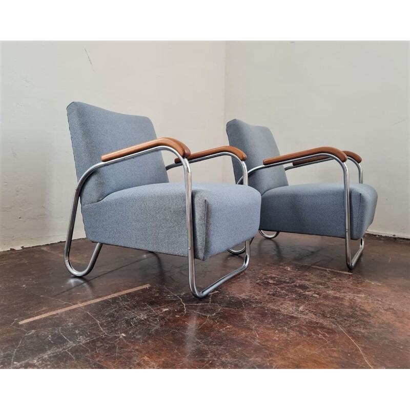 Paire de fauteuils vintage de style Bauhaus par Robert Slezak, 1940
