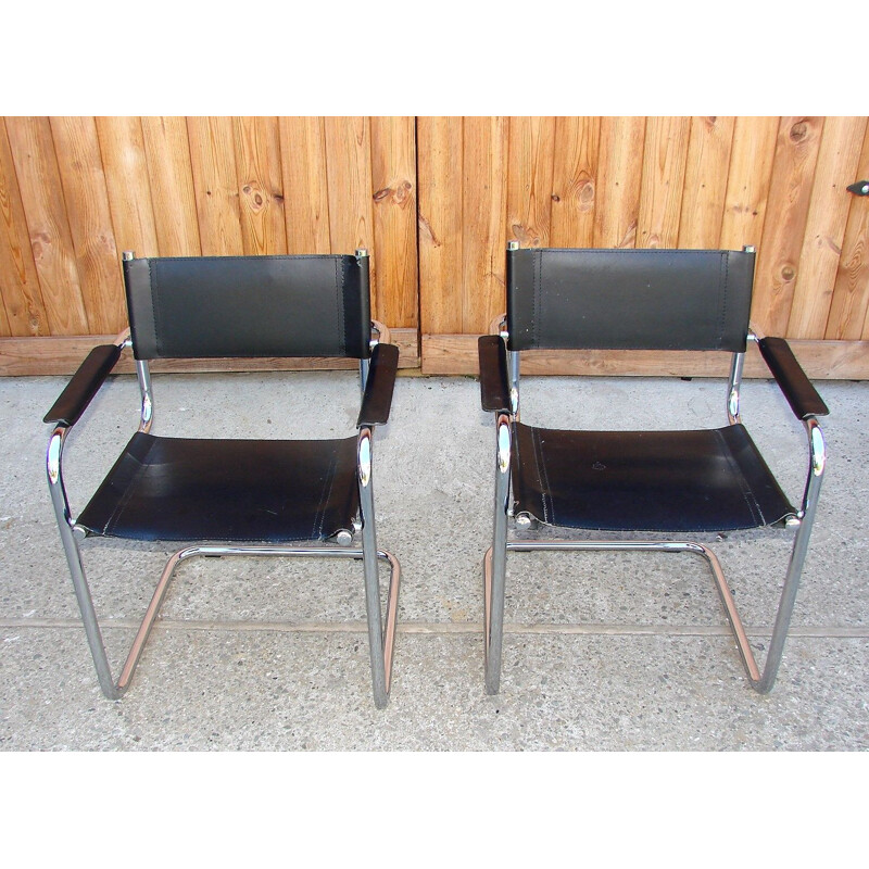 Pair of Bauhaus vintage armchairs, Italy 1970s