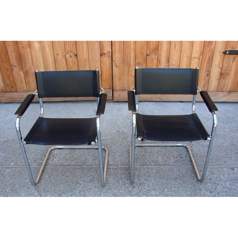 Pair of Bauhaus vintage armchairs, Italy 1970s