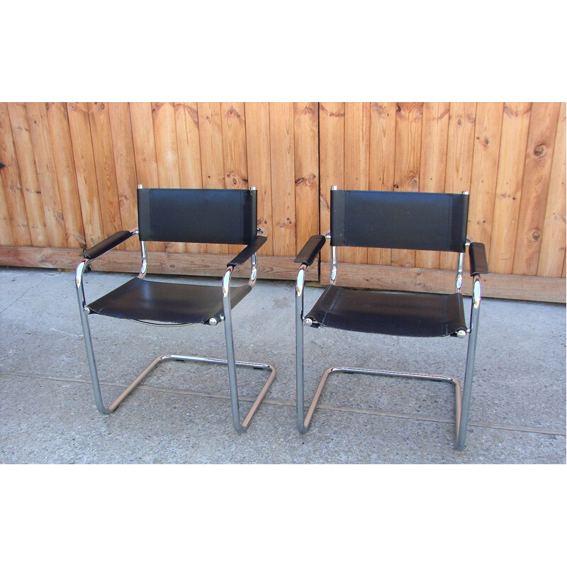 Pair of Bauhaus vintage armchairs, Italy 1970s