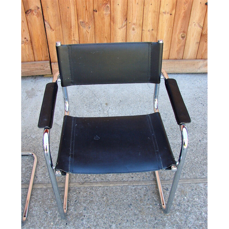 Pair of Bauhaus vintage armchairs, Italy 1970s