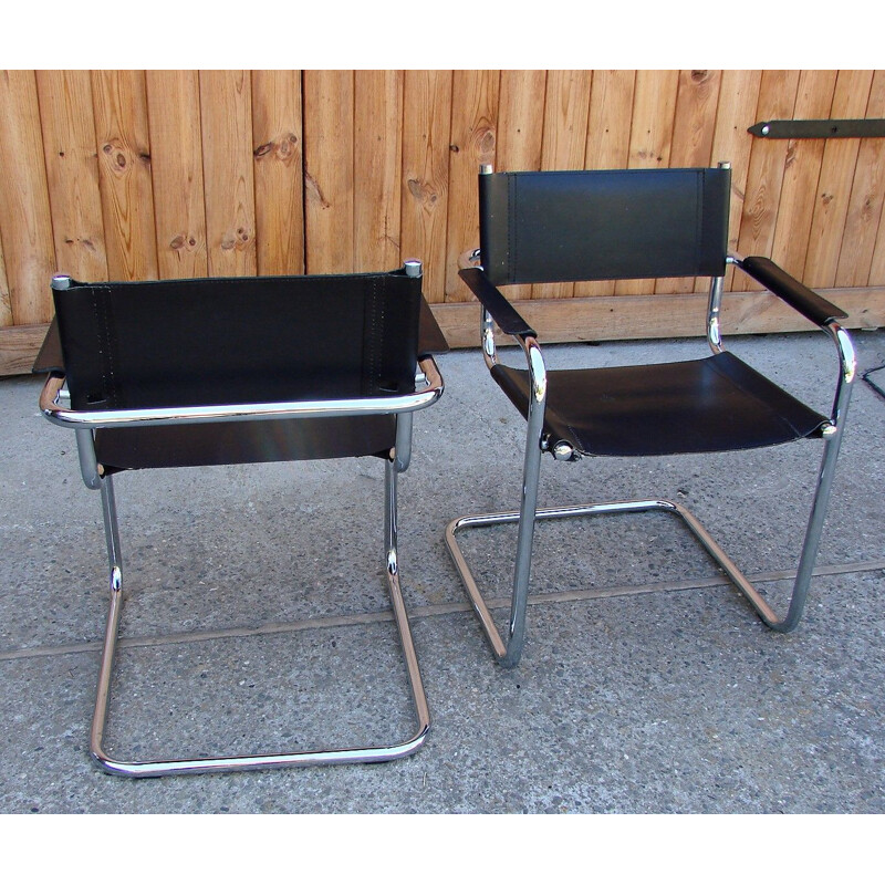 Pair of Bauhaus vintage armchairs, Italy 1970s