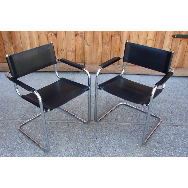 Pair of Bauhaus vintage armchairs, Italy 1970s