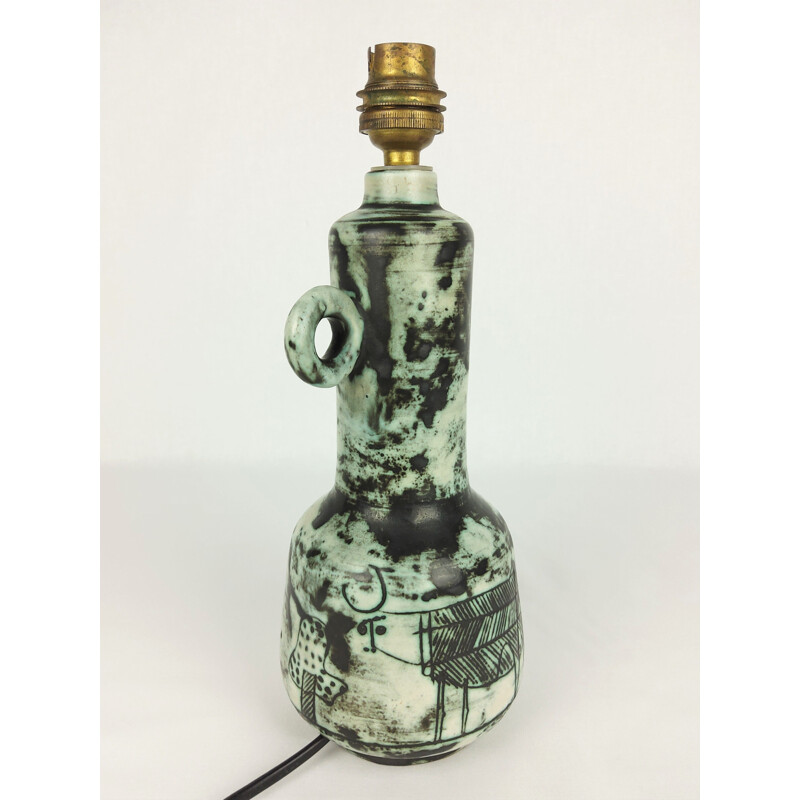 Lampe vintage "Taureau" en céramique de Jacques Blin, 1950