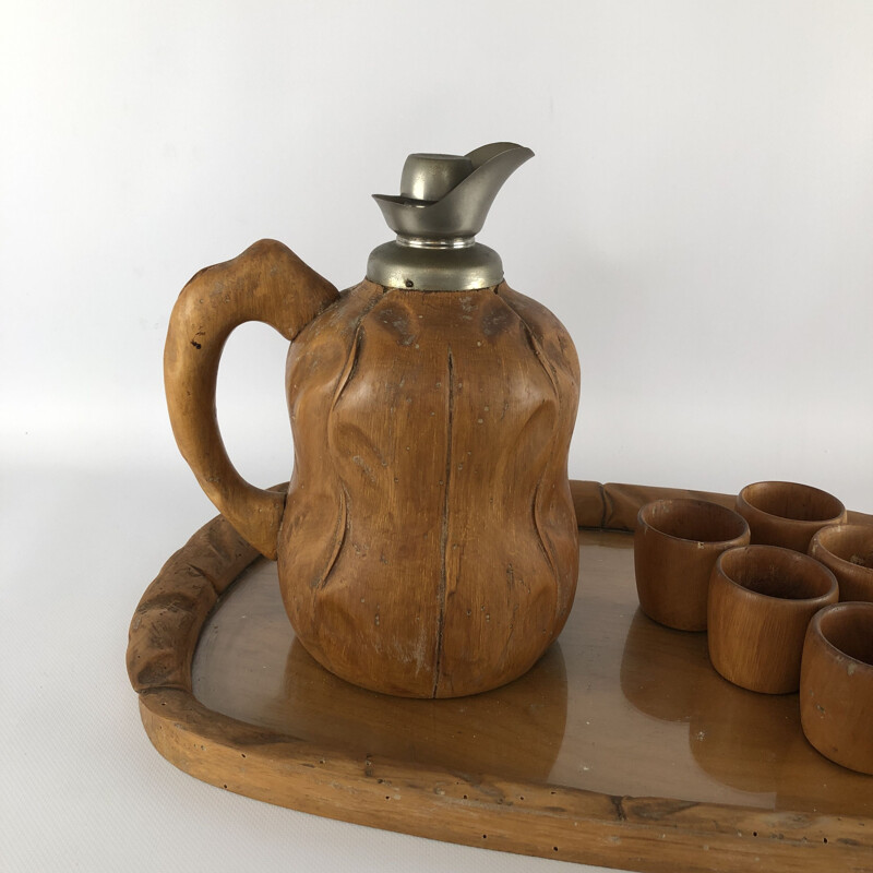 Mid century carafe, tray and glasses set by Aldo Tura for Macabo, 1950s