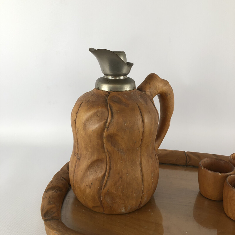 Ensemble de carafe, plateau et verres vintage par Aldo Tura pour Macabo, 1950