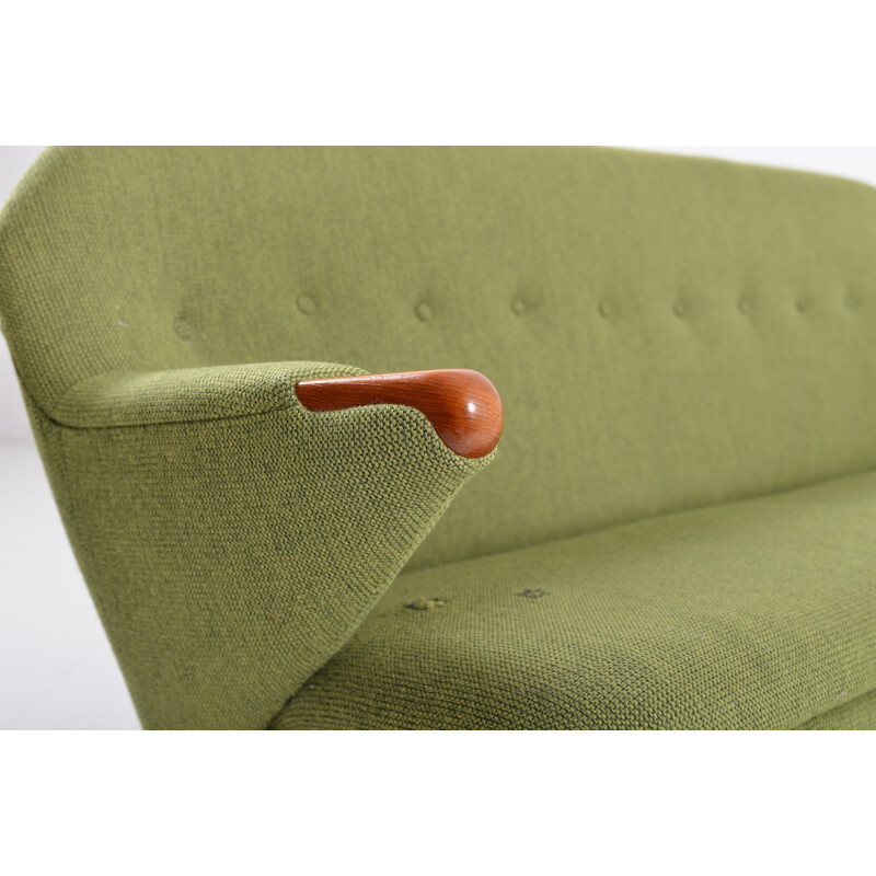 Danish Vejen Polstermøbelfabrik 3-seater sofa in pistache green fabric, Georg THAMS - 1950s