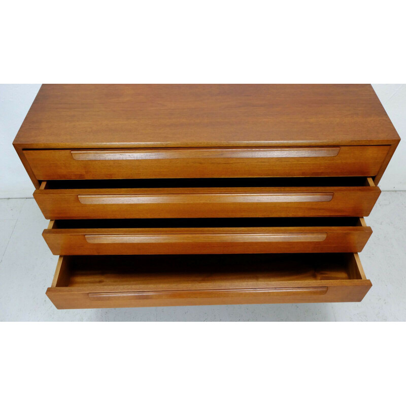 Danish modern vintage teak chest of drawers with 4 drawers, 1960s