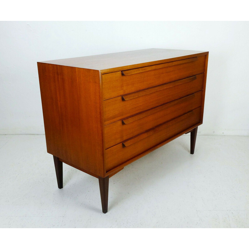 Danish modern vintage teak chest of drawers with 4 drawers, 1960s