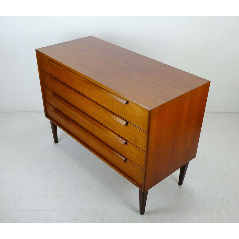 Danish modern vintage teak chest of drawers with 4 drawers, 1960s