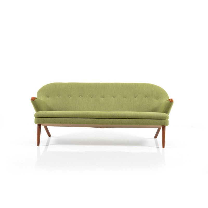 Danish Vejen Polstermøbelfabrik 3-seater sofa in pistache green fabric, Georg THAMS - 1950s
