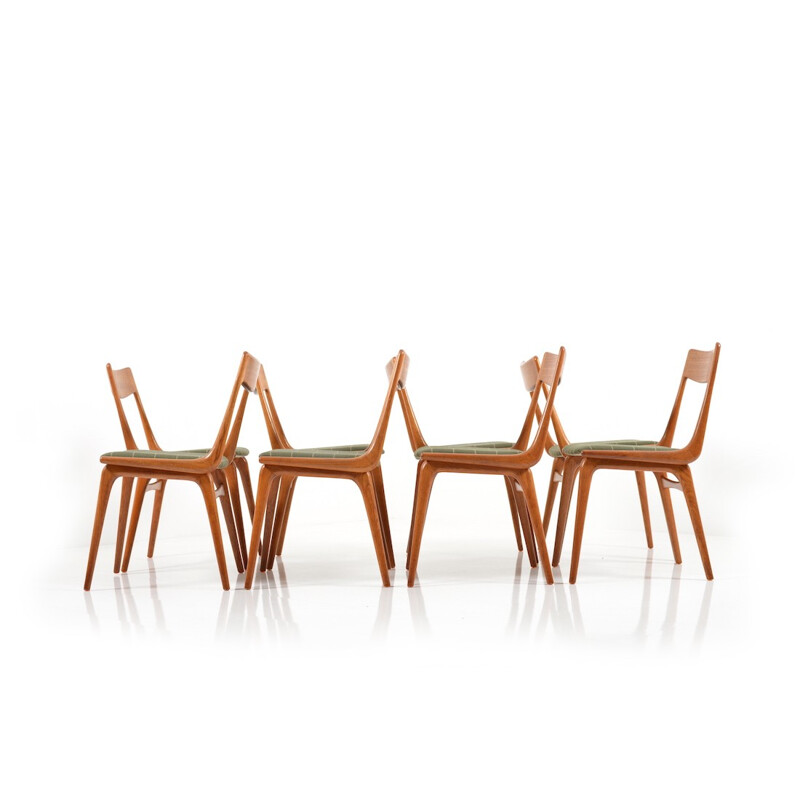 Set of 8 Slagelse Møbelvaerk "Boomerang" dining chairs in teak, Alfred CHRISTENSEN - 1960s 