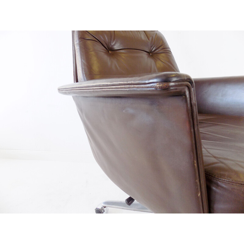 Cor Sedia brown leather vintage office armchair by Horst Brüning, 1960s