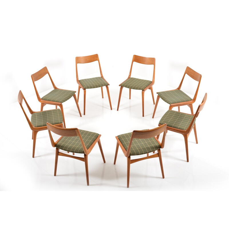 Suite de 8 chaises "Boomerang" Slagelse Møbelvaerk en teck, Alfred CHRISTENSEN - 1960