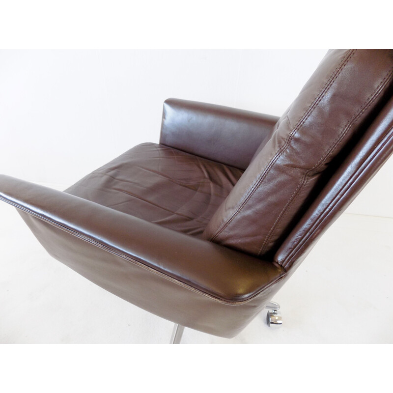 Cor Sedia brown leather vintage office armchair by Horst Brüning, 1960s