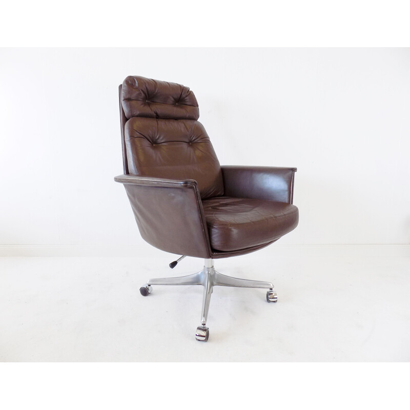 Cor Sedia brown leather vintage office armchair by Horst Brüning, 1960s