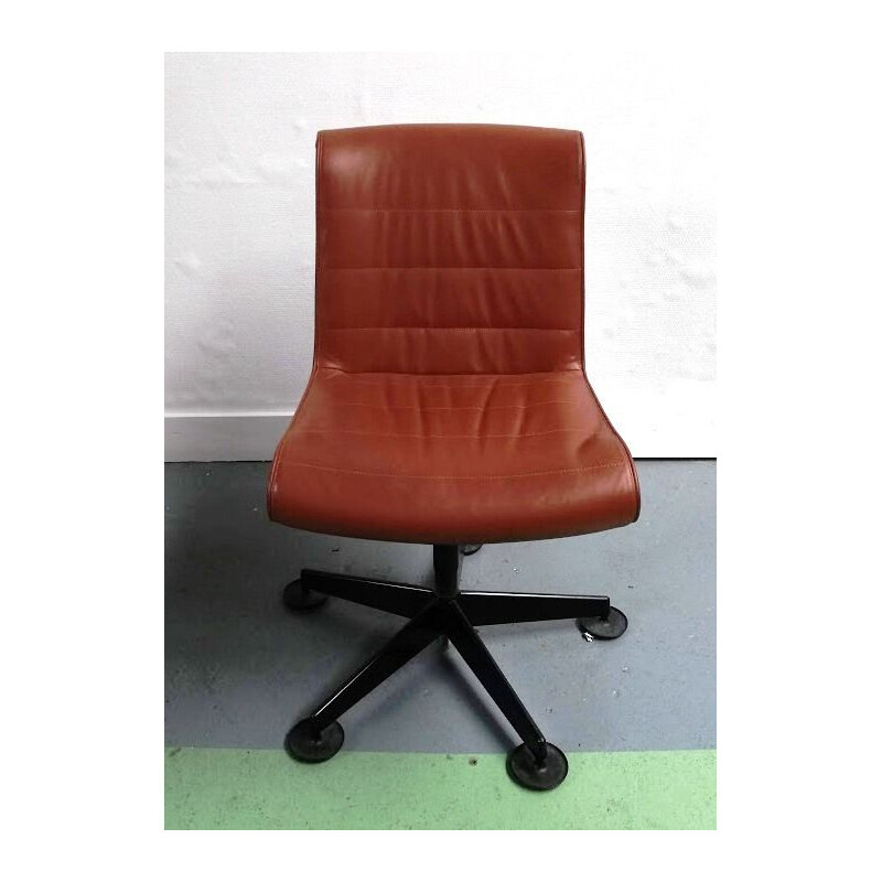 Vintage leather office chair by Sapper for Knoll