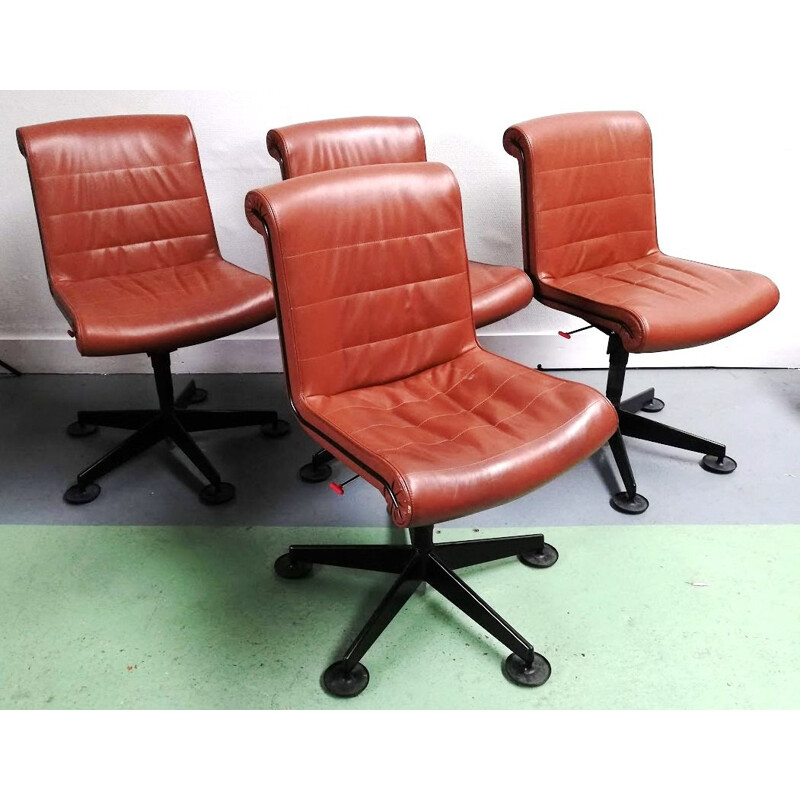 Cadeira de escritório em couro Vintage por Sapper para Knoll