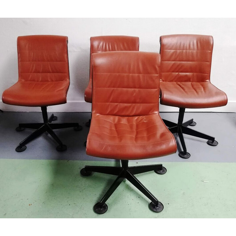 Cadeira de escritório em couro Vintage por Sapper para Knoll