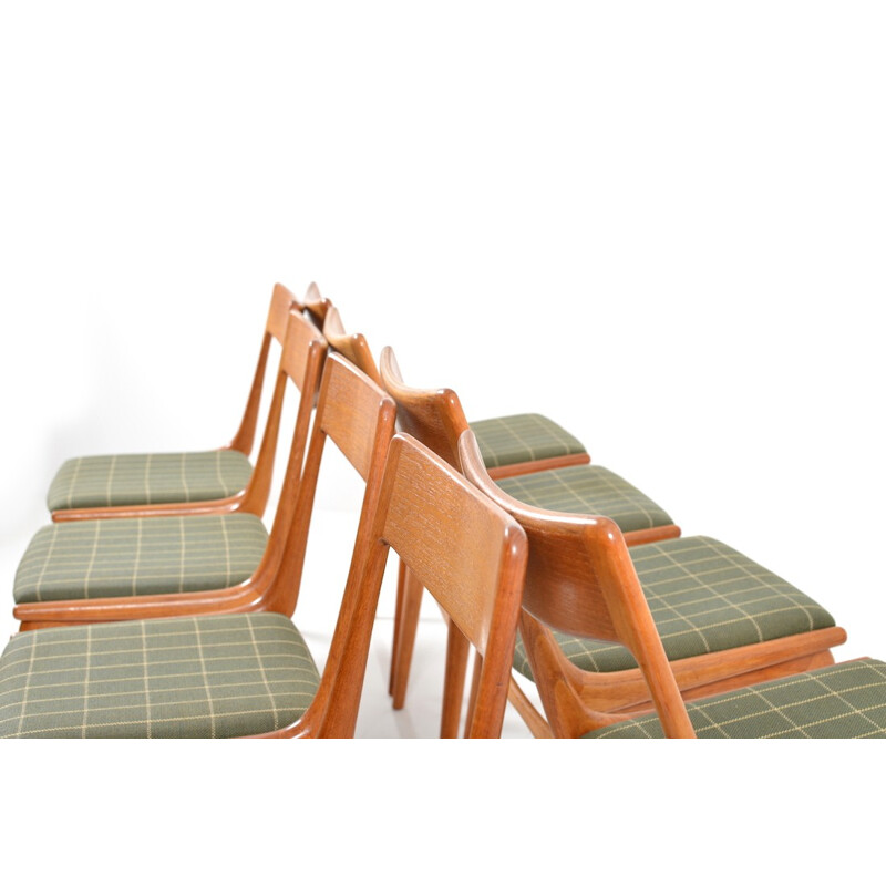 Set of 8 Slagelse Møbelvaerk "Boomerang" dining chairs in teak, Alfred CHRISTENSEN - 1960s 