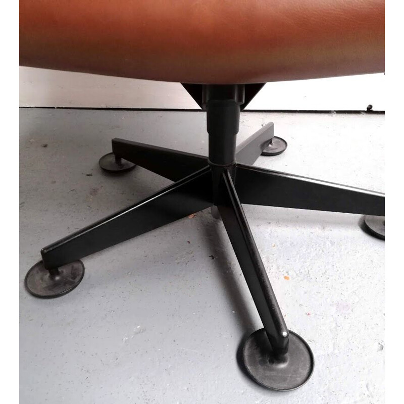Vintage-Bürostuhl aus Leder mit Armlehnen von Sapper für Knoll