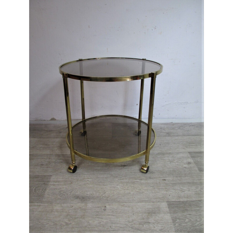Mid century brass and glass trolley bar, Italy 1960s