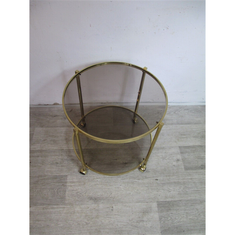 Mid century brass and glass trolley bar, Italy 1960s