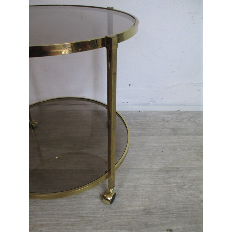 Mid century brass and glass trolley bar, Italy 1960s