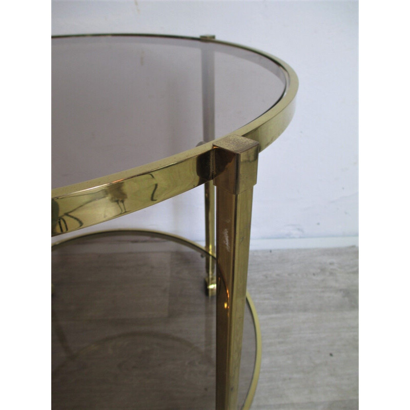 Mid century brass and glass trolley bar, Italy 1960s