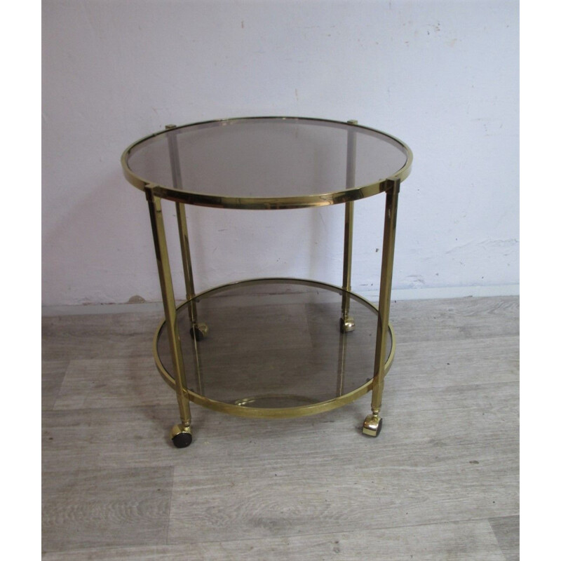 Mid century brass and glass trolley bar, Italy 1960s