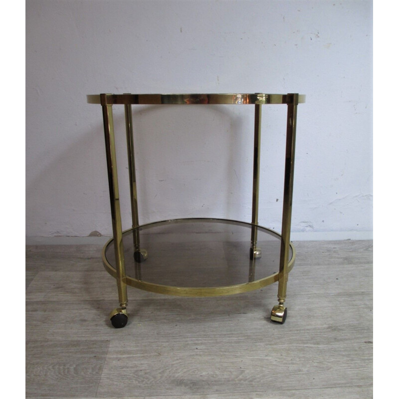Mid century brass and glass trolley bar, Italy 1960s
