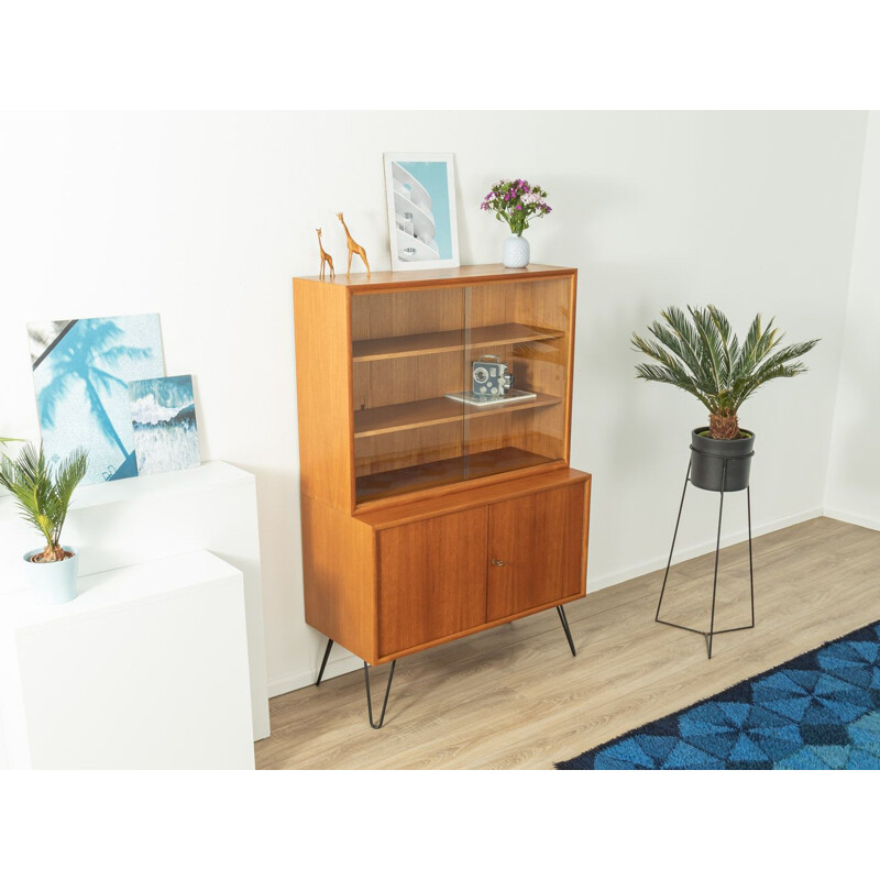 Vintage teak with two sliding glass doors display cabinet by WK Möbel, Germany 1960s