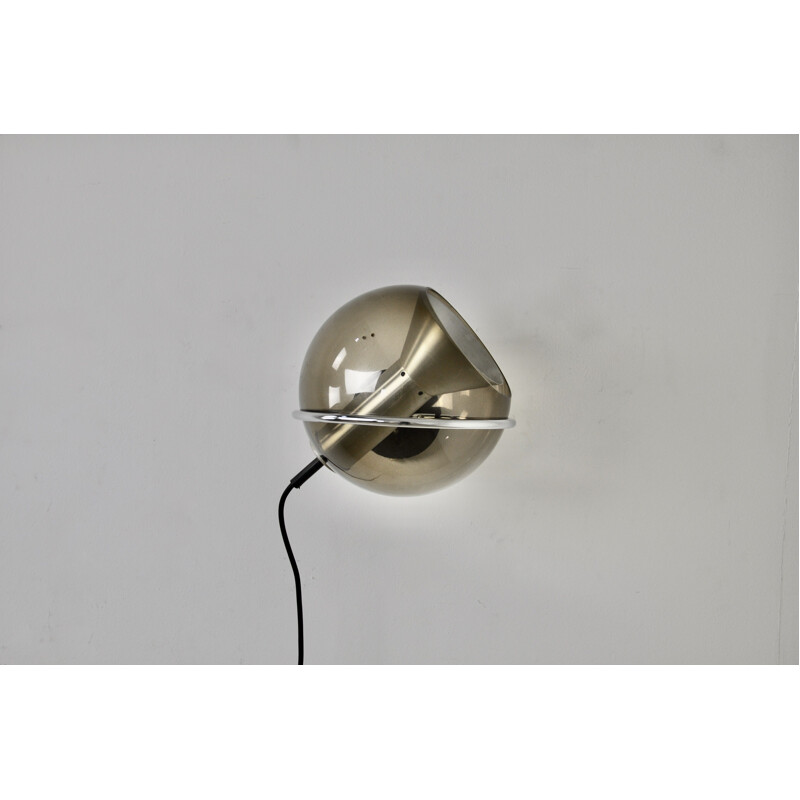 Vintage glass and aluminium wall lamp by Frank Ligtelijn for Raak, 1960s