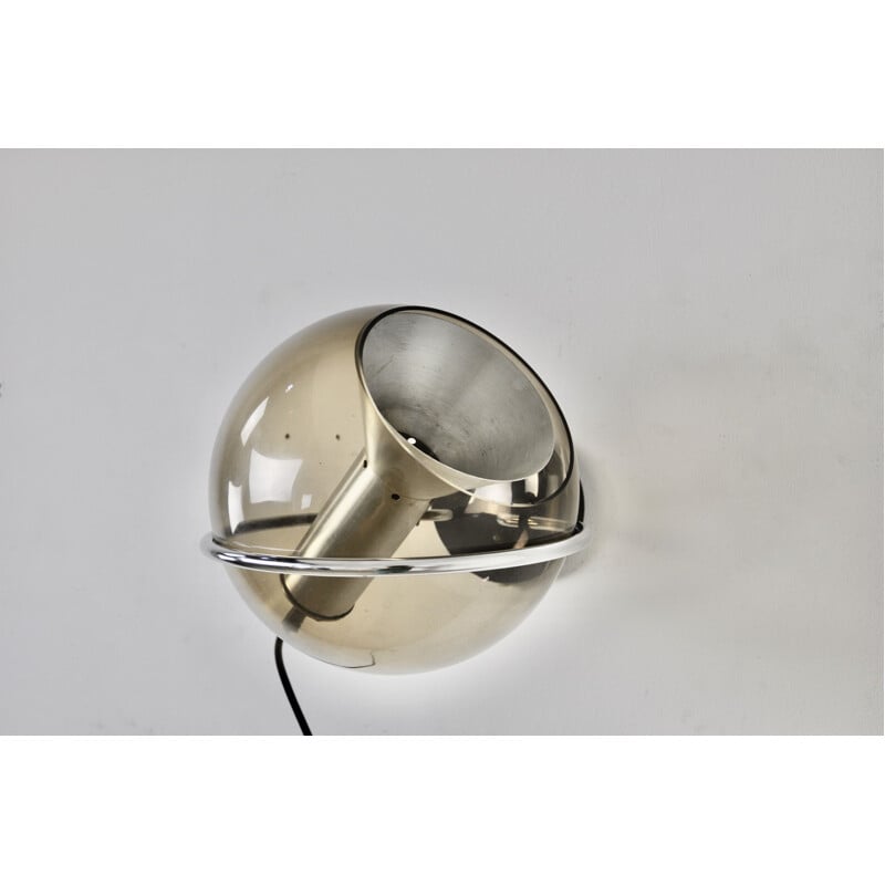Vintage glass and aluminium wall lamp by Frank Ligtelijn for Raak, 1960s