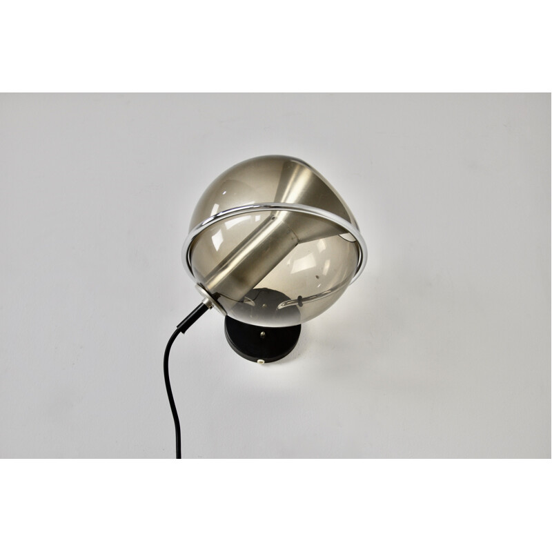 Vintage glass and aluminium wall lamp by Frank Ligtelijn for Raak, 1960s