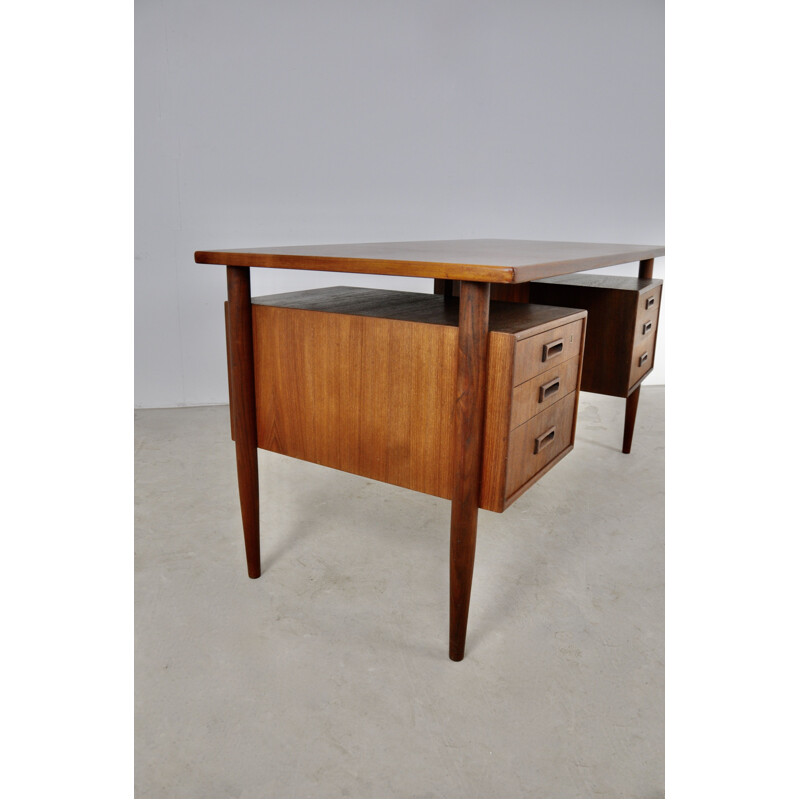 Vintage free standing teak desk by Arne Vodder, 1960s